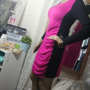 NEW Express long sleeve fuschia black dress